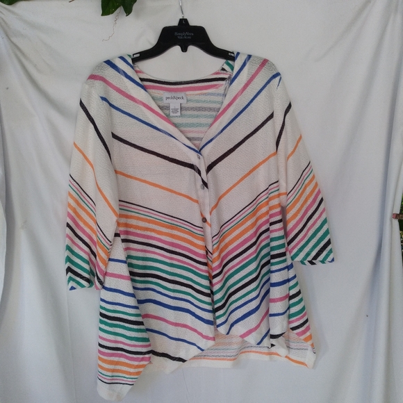 Peck And Peck Tunic Blouse Womens Size L Multi Colored Mid Sleeve Button Down - Picture 2 of 6